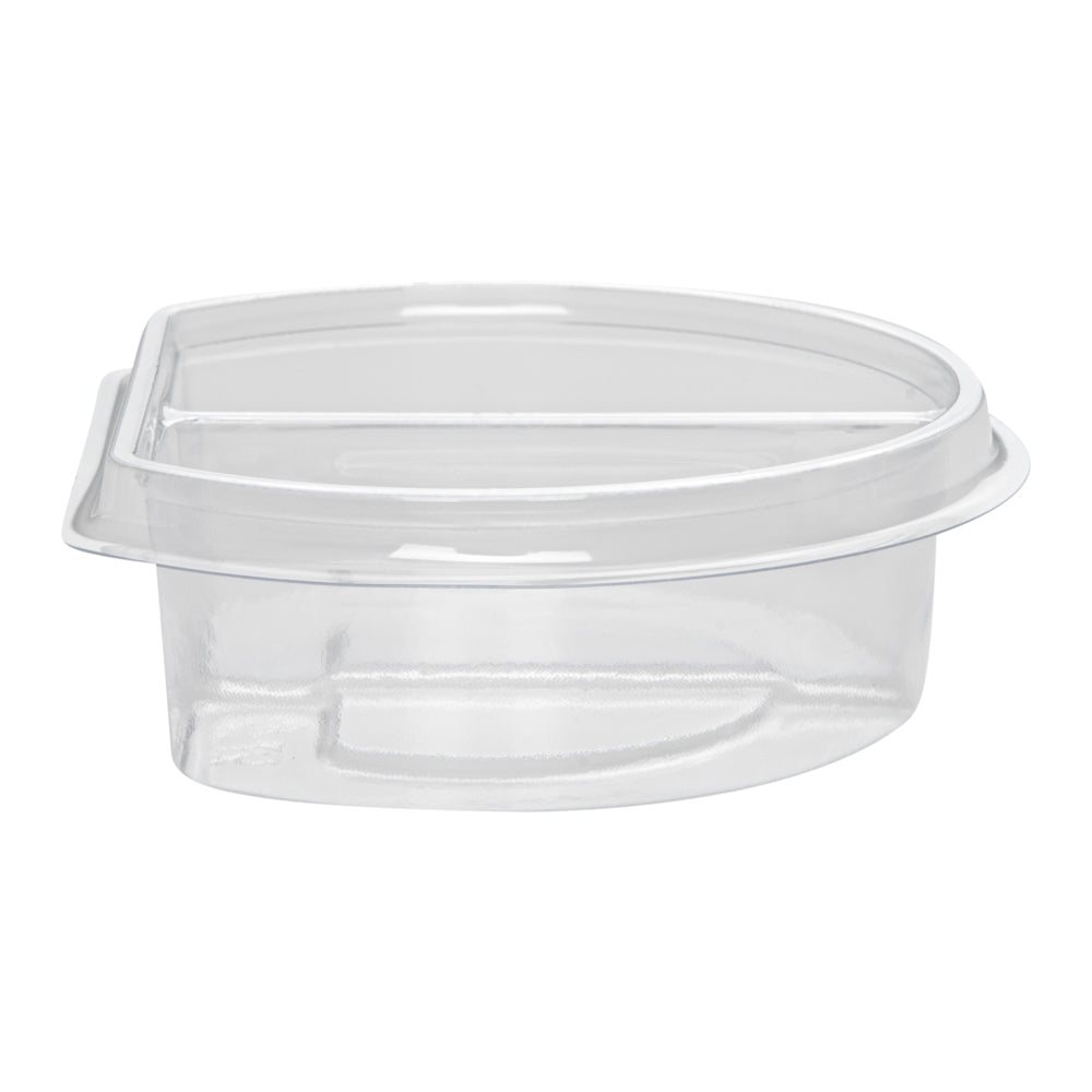 Tamper Tek 4 oz Clear Plastic Insert - Fits 11 oz Parfait Cup, 2 Compartments - 3 3/4" x 3 1/4" x 1 1/4" - 100 count box