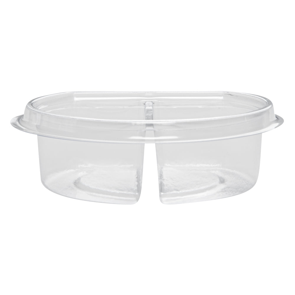 Tamper Tek 4 oz Clear Plastic Insert - Fits 11 oz Parfait Cup, 2 Compartments - 3 3/4" x 3 1/4" x 1 1/4" - 100 count box