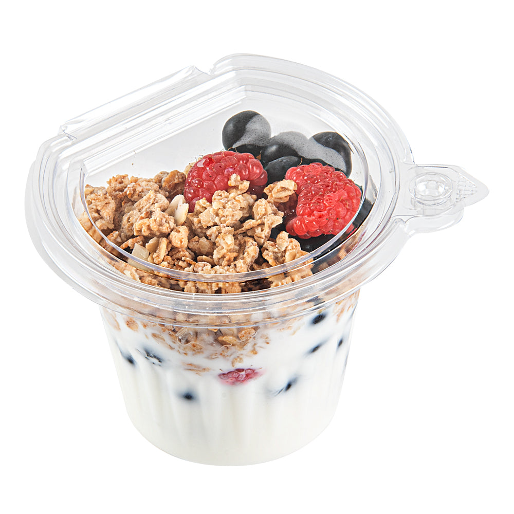 Tamper Tek 11 oz Clear Plastic Parfait Cup - with Lid, Tamper-Evident - 4 1/4" x 4 1/4" x 3 1/2" - 100 count box