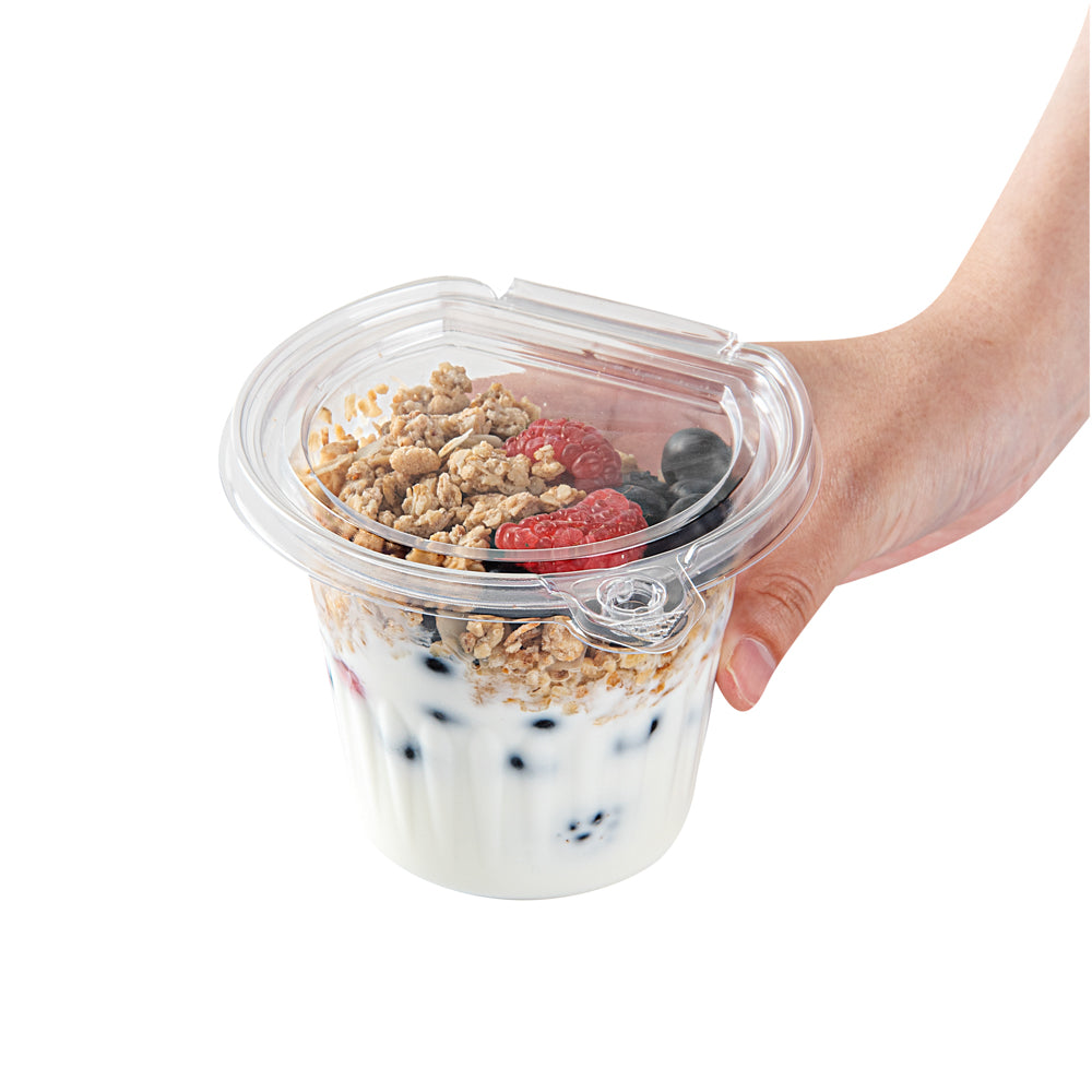 Tamper Tek 11 oz Clear Plastic Parfait Cup - with Lid, Tamper-Evident - 4 1/4" x 4 1/4" x 3 1/2" - 100 count box