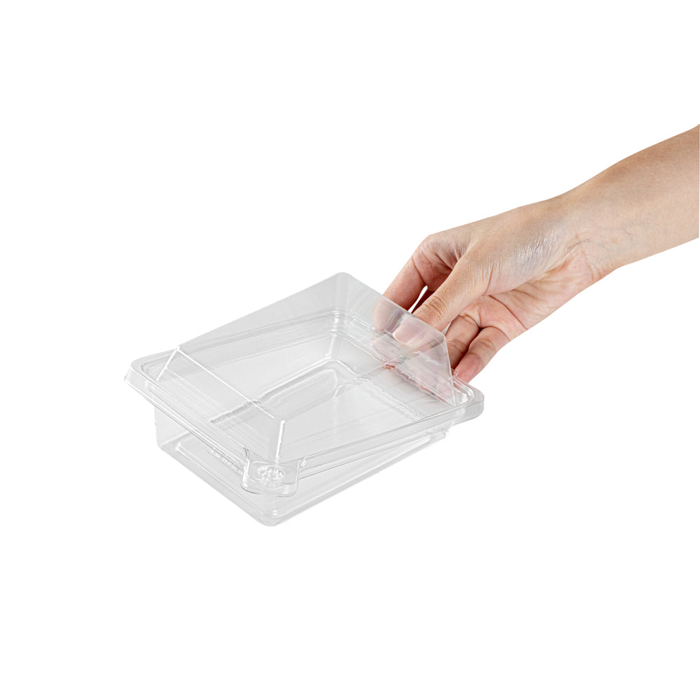 Tamper Tek Rectangle Clear Plastic Sandwich Container - with Lid, Tamper-Evident - 6" x 4 1/2" x 2 1/4" - 100 count box