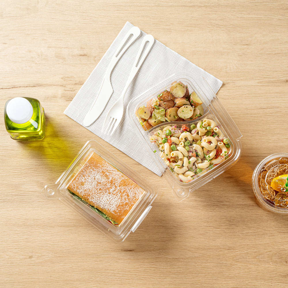 Tamper Tek Rectangle Clear Plastic Sandwich Container - with Lid, Tamper-Evident - 6" x 4 1/2" x 2 1/4" - 100 count box