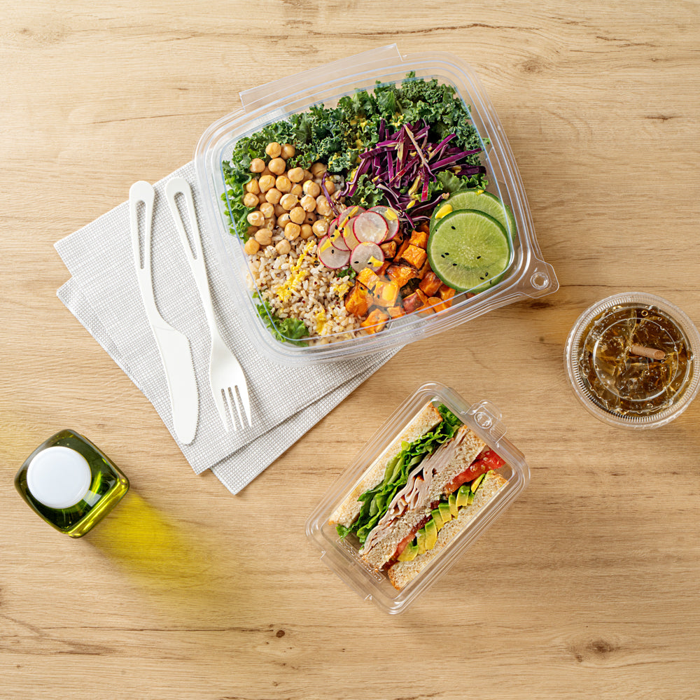 Tamper Tek Triangle Clear Plastic Sandwich Container - with Lid, Tamper-Evident - 7 1/4" x 4" x 3 1/2" - 100 count box