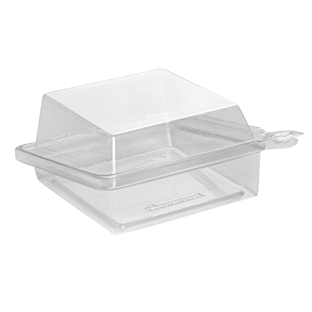 Tamper Tek Square Clear Plastic Sandwich Container - with Lid, Tamper-Evident - 5 3/4" x 5 1/2" x 2 1/2" - 100 count box