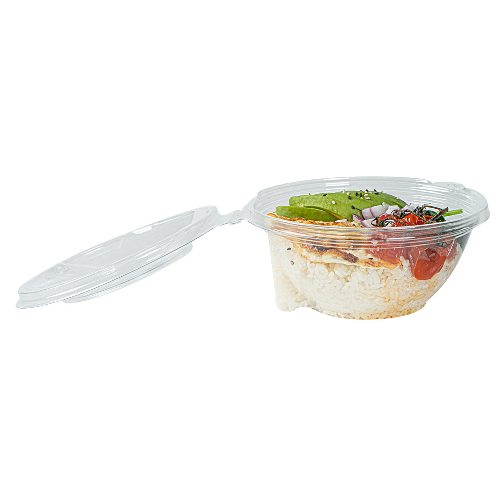 Tamper Tek 24 oz Round Clear Plastic Bowl - with Lid, Tamper-Evident - 6 3/4" x 6 1/2" x 2 3/4" - 100 count box