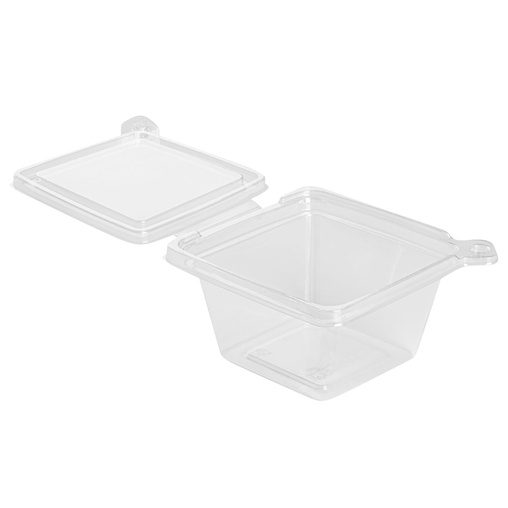 Tamper Tek 12 oz Square Clear Plastic Salad Bowl - with Lid, Tamper-Evident - 4 3/4" x 4 1/2" x 2 1/4" - 100 count box