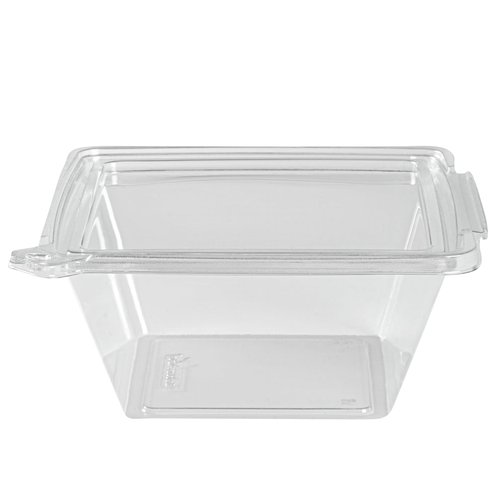 Tamper Tek 48 oz Square Clear Plastic Salad Bowl - with Lid, Tamper-Evident - 7 1/2" x 7 1/4" x 3 1/4" - 100 count box