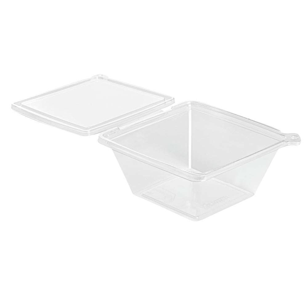 Tamper Tek 48 oz Square Clear Plastic Salad Bowl - with Lid, Tamper-Evident - 7 1/2" x 7 1/4" x 3 1/4" - 100 count box