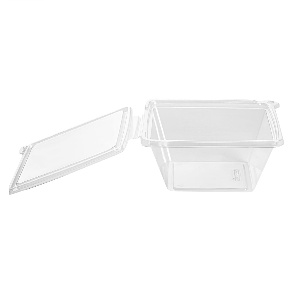 Tamper Tek 48 oz Square Clear Plastic Salad Bowl - with Lid, Tamper-Evident - 7 1/2" x 7 1/4" x 3 1/4" - 100 count box