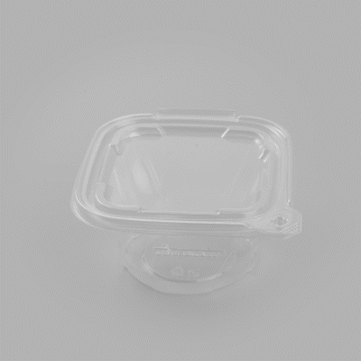 Tamper Tek 8 oz Square to Round Clear Plastic Deli / Snack Container - with Lid, Tamper-Evident - 4 3/4" x 5" x 1 3/4" - 100 count box
