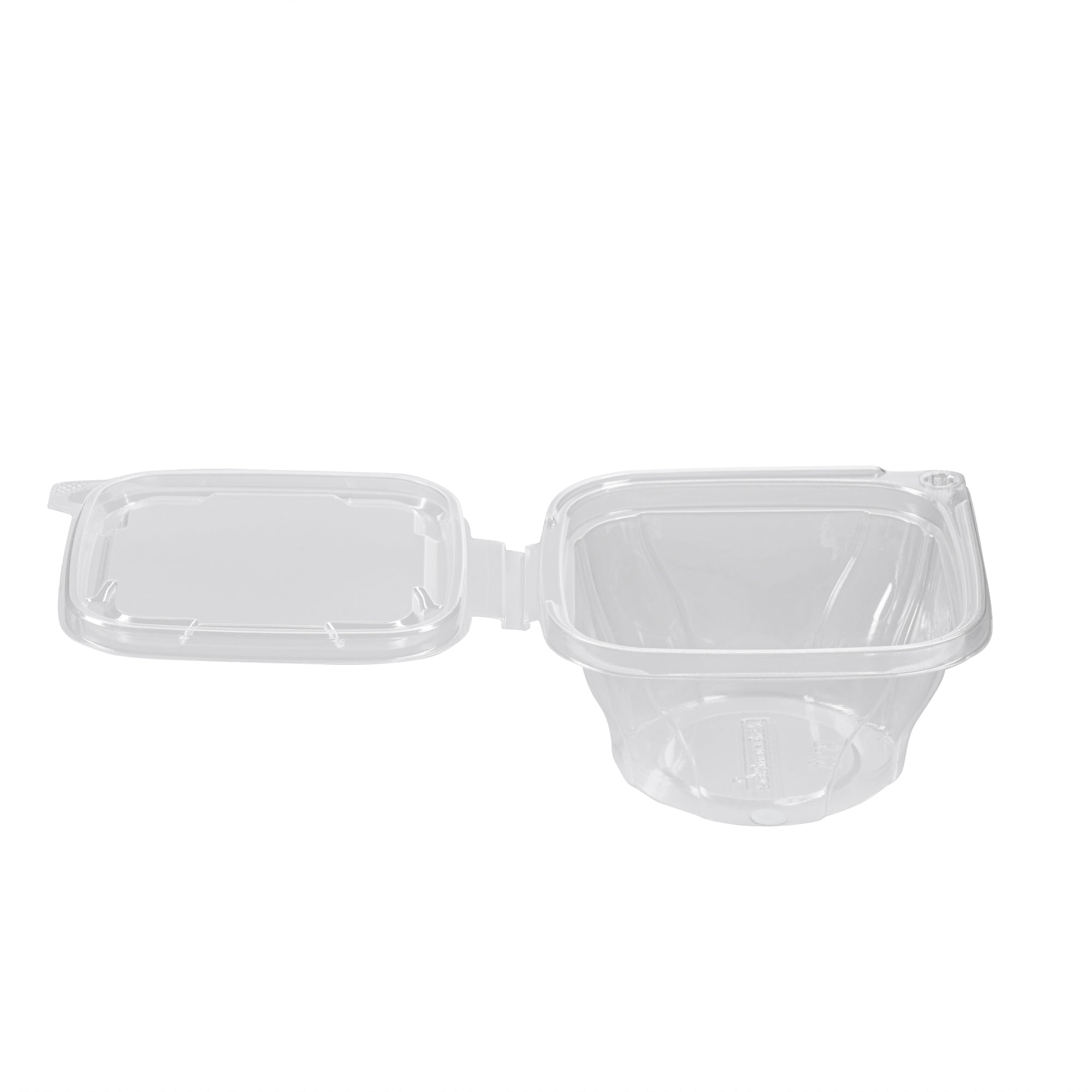 Tamper Tek 8 oz Square to Round Clear Plastic Deli / Snack Container - with Lid, Tamper-Evident - 4 3/4" x 5" x 1 3/4" - 100 count box