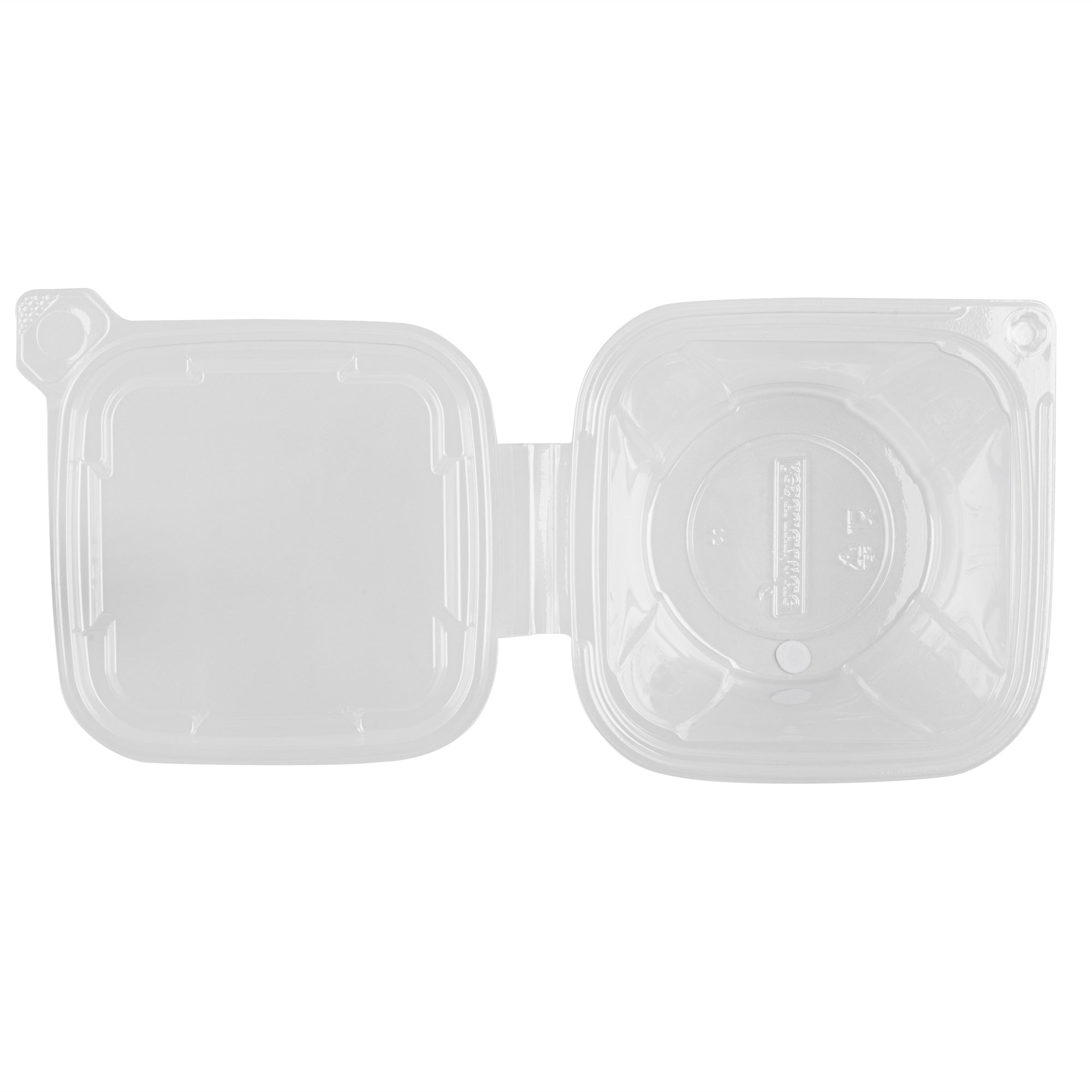 Tamper Tek 8 oz Square to Round Clear Plastic Deli / Snack Container - with Lid, Tamper-Evident - 4 3/4" x 5" x 1 3/4" - 100 count box