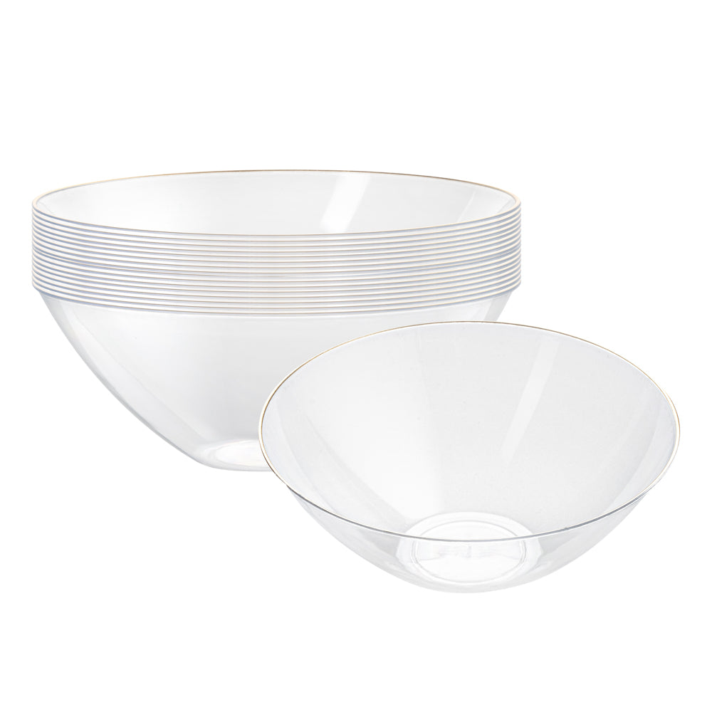 Moderna 6 oz Round Clear Plastic Gold-Rimmed Bowl - 4 3/4" x 4 3/4" x 1 3/4" - 20 count box