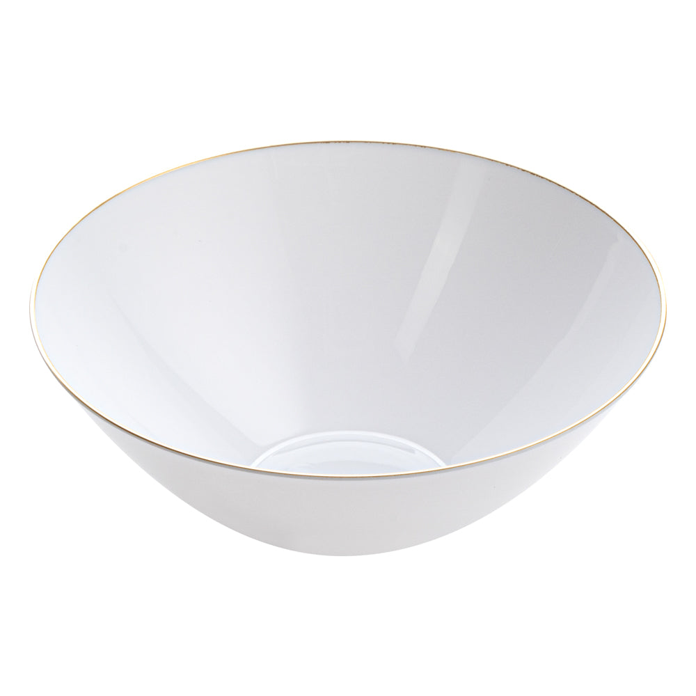 Moderna 6 oz Round White Plastic Gold-Rimmed Bowl - 4 3/4" x 4 3/4" x 1 3/4" - 20 count box