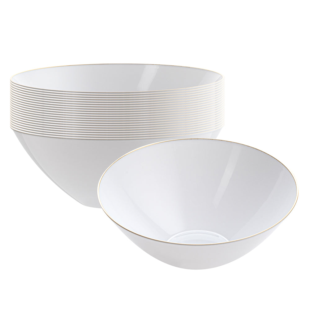 Moderna 6 oz Round White Plastic Gold-Rimmed Bowl - 4 3/4" x 4 3/4" x 1 3/4" - 20 count box