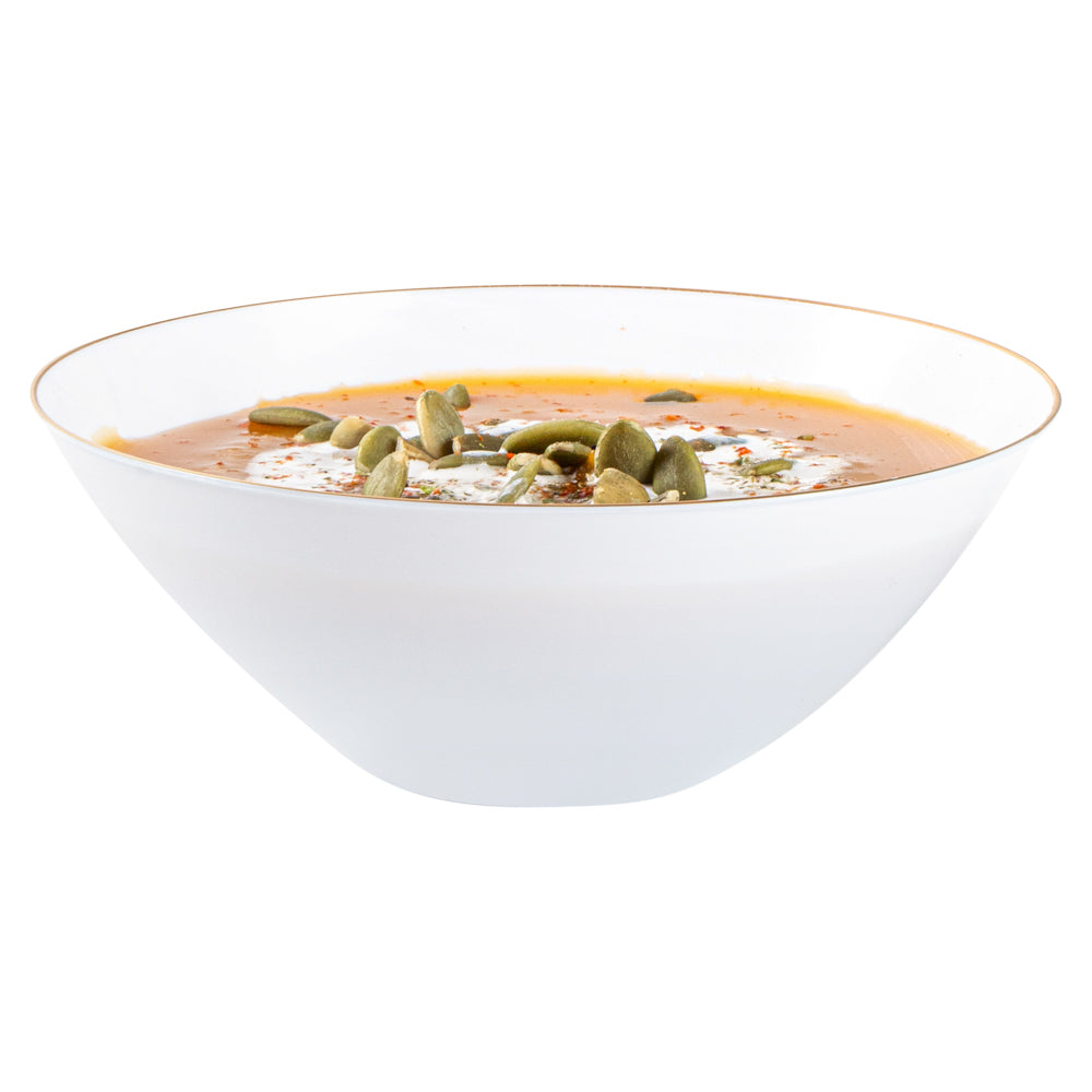 Moderna 6 oz Round White Plastic Gold-Rimmed Bowl - 4 3/4" x 4 3/4" x 1 3/4" - 100 count box