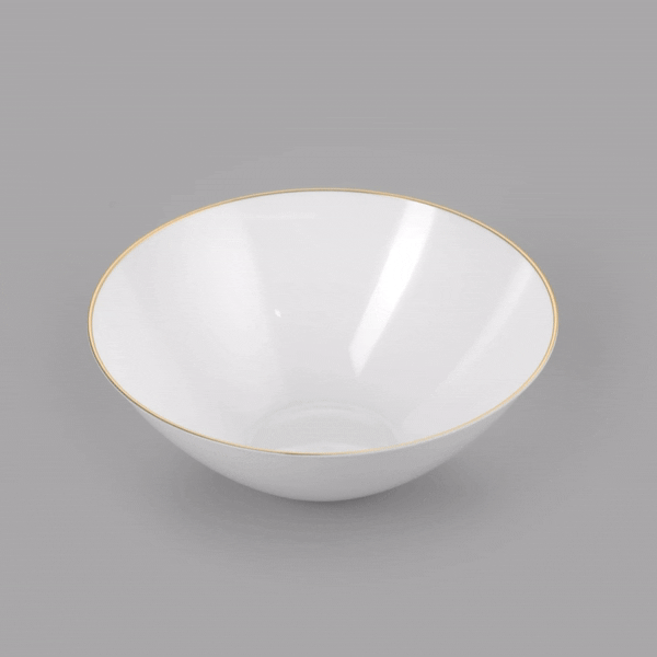 Moderna 6 oz Round White Plastic Gold-Rimmed Bowl - 4 3/4" x 4 3/4" x 1 3/4" - 100 count box