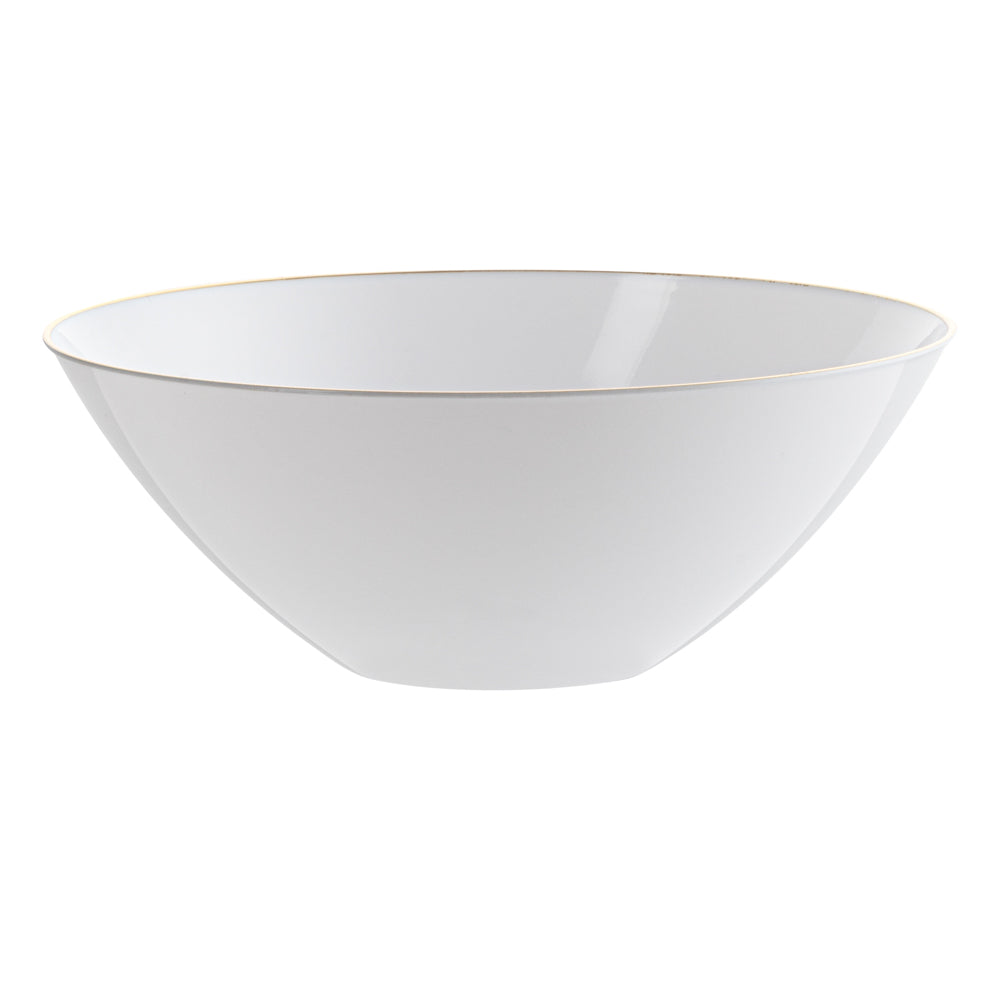 Moderna 6 oz Round White Plastic Gold-Rimmed Bowl - 4 3/4" x 4 3/4" x 1 3/4" - 100 count box