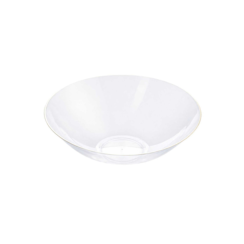 Moderna 16 oz Round Clear Plastic Gold-Rimmed Bowl - 7" x 7" x 2" - 100 count box