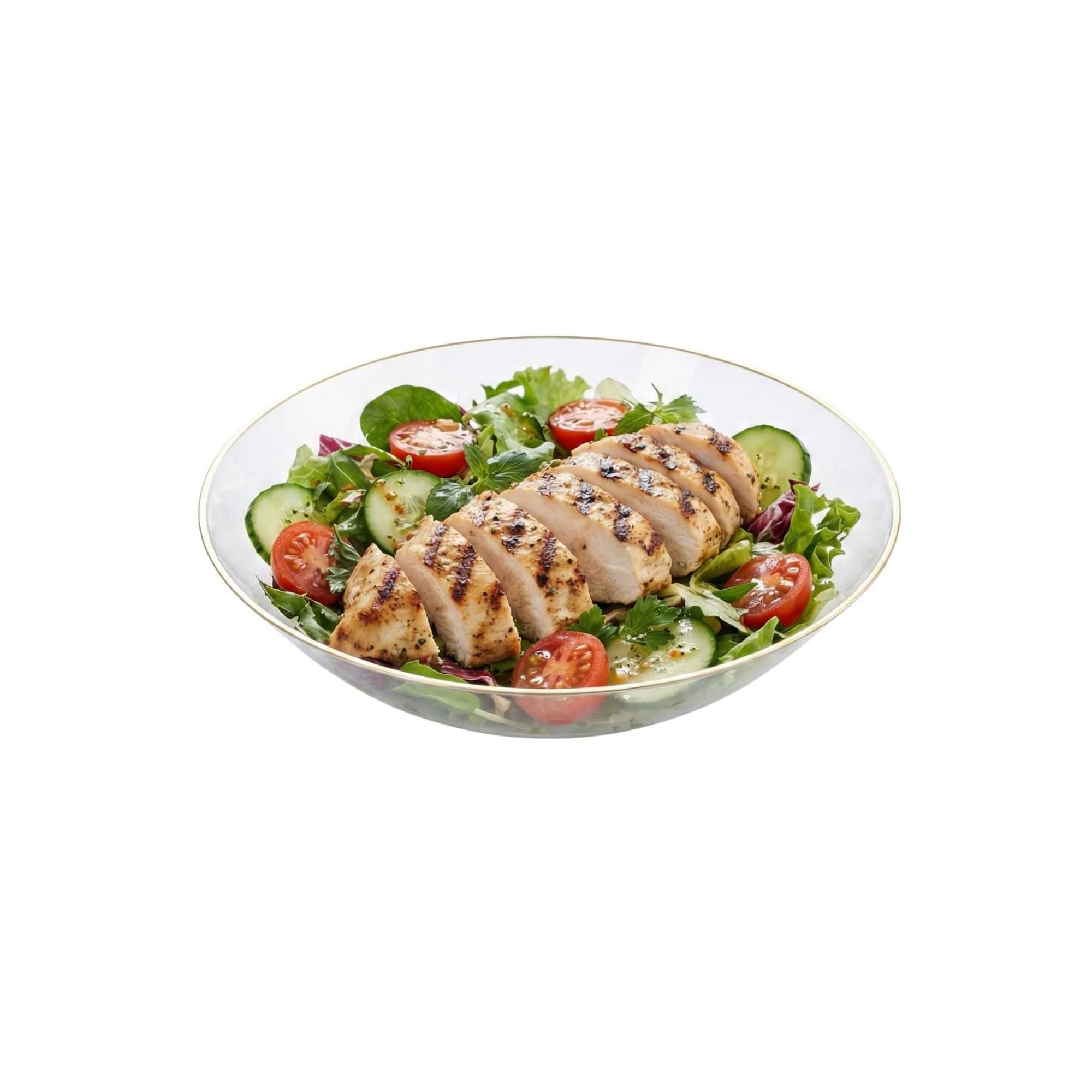 Moderna 16 oz Round Clear Plastic Gold-Rimmed Bowl - 7" x 7" x 2" - 20 count box