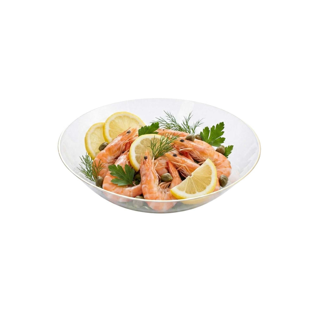 Moderna 16 oz Round Clear Plastic Gold-Rimmed Bowl - 7" x 7" x 2" - 20 count box
