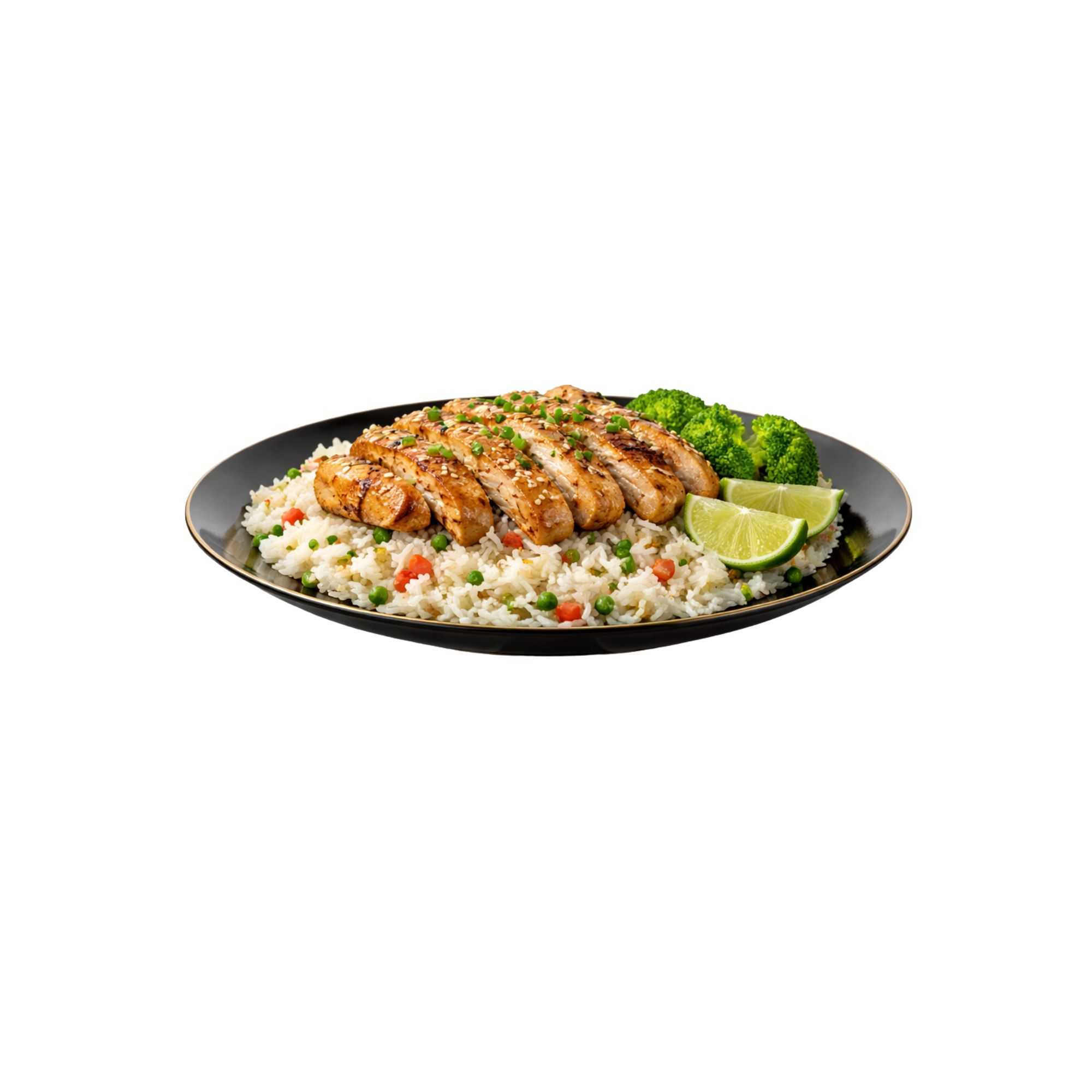 Moderna Round Black Plastic Gold-Rimmed Plate - 7" x 7" x 1/2" - 40 count box