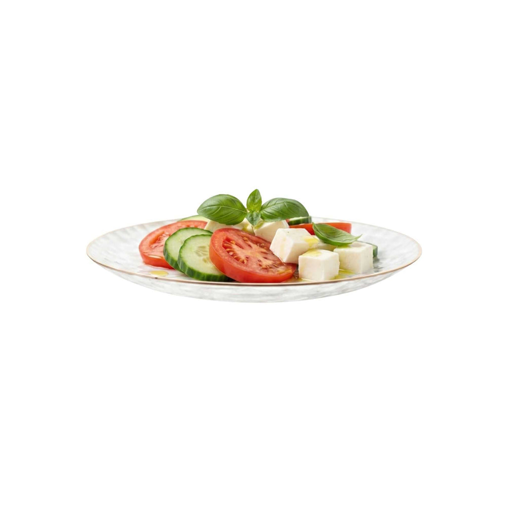 Moderna Round Clear Plastic Gold-Rimmed Plate - Hammered - 7" x 7" x 1/2" - 40 count box