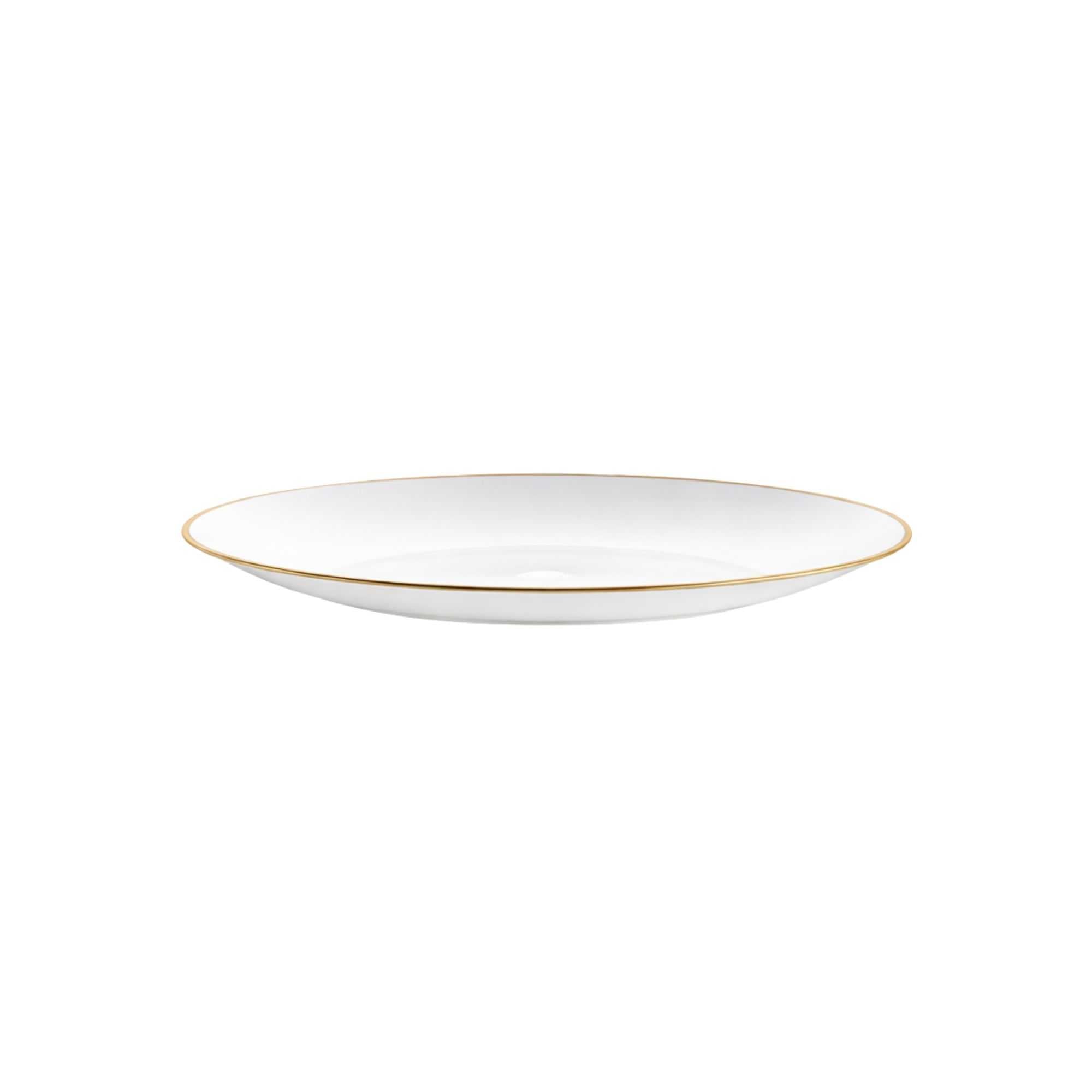 Moderna Round White Plastic Gold-Rimmed Plate - 7" x 7" x 1/2" - 40 count box