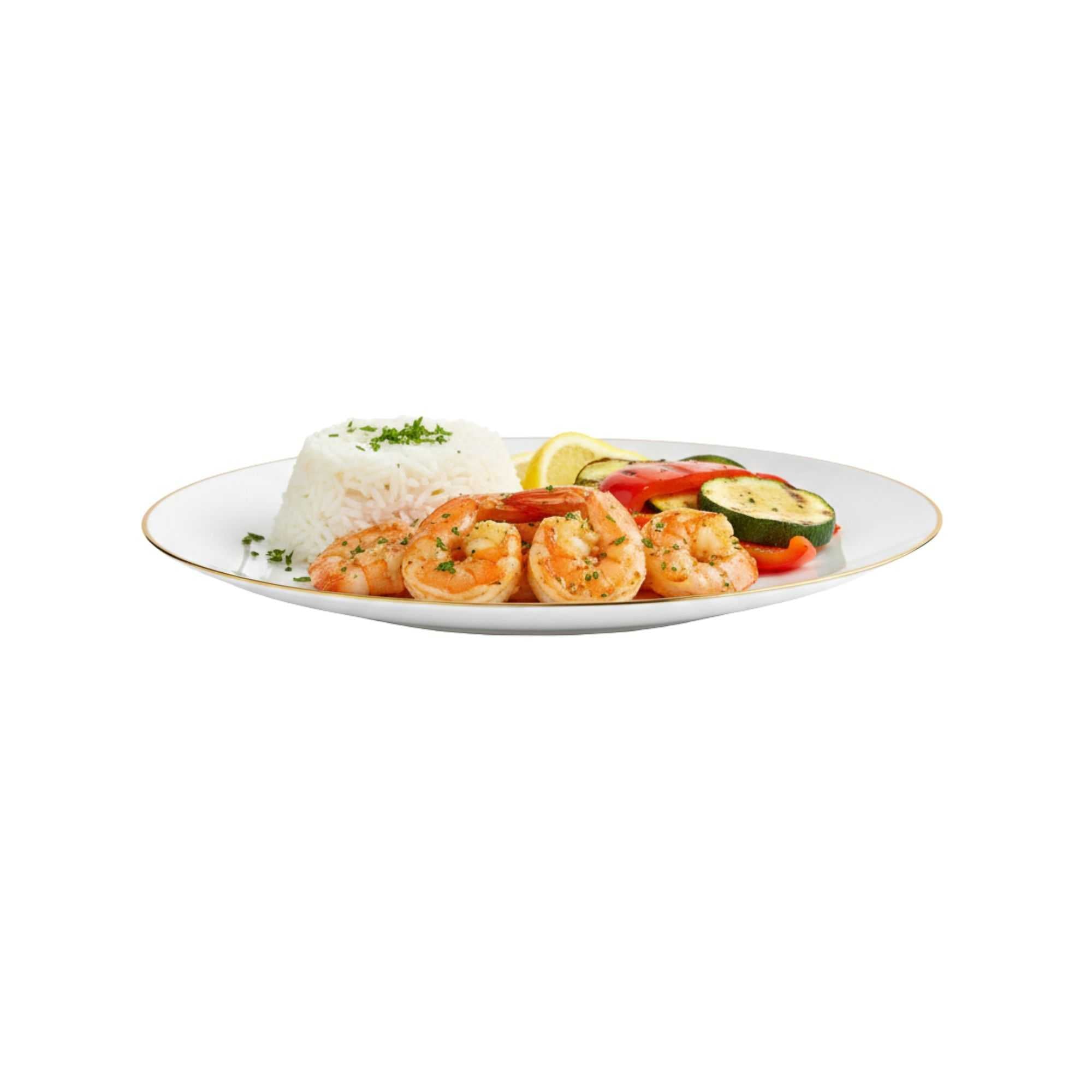 Moderna Round White Plastic Gold-Rimmed Plate - 10" x 10" x 3/4" - 40 count box