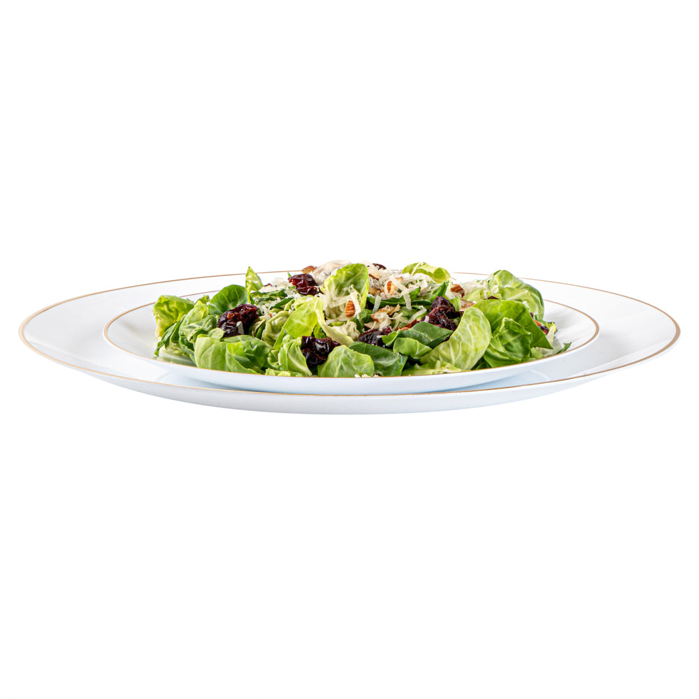 Moderna Round White Plastic Gold-Rimmed Plate Set - Includes 7" and 10" Plate Sets - 40 count box