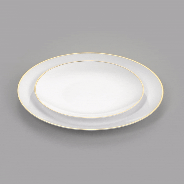Moderna Round White Plastic Gold-Rimmed Plate Set - Includes 7" and 10" Plate Sets - 40 count box