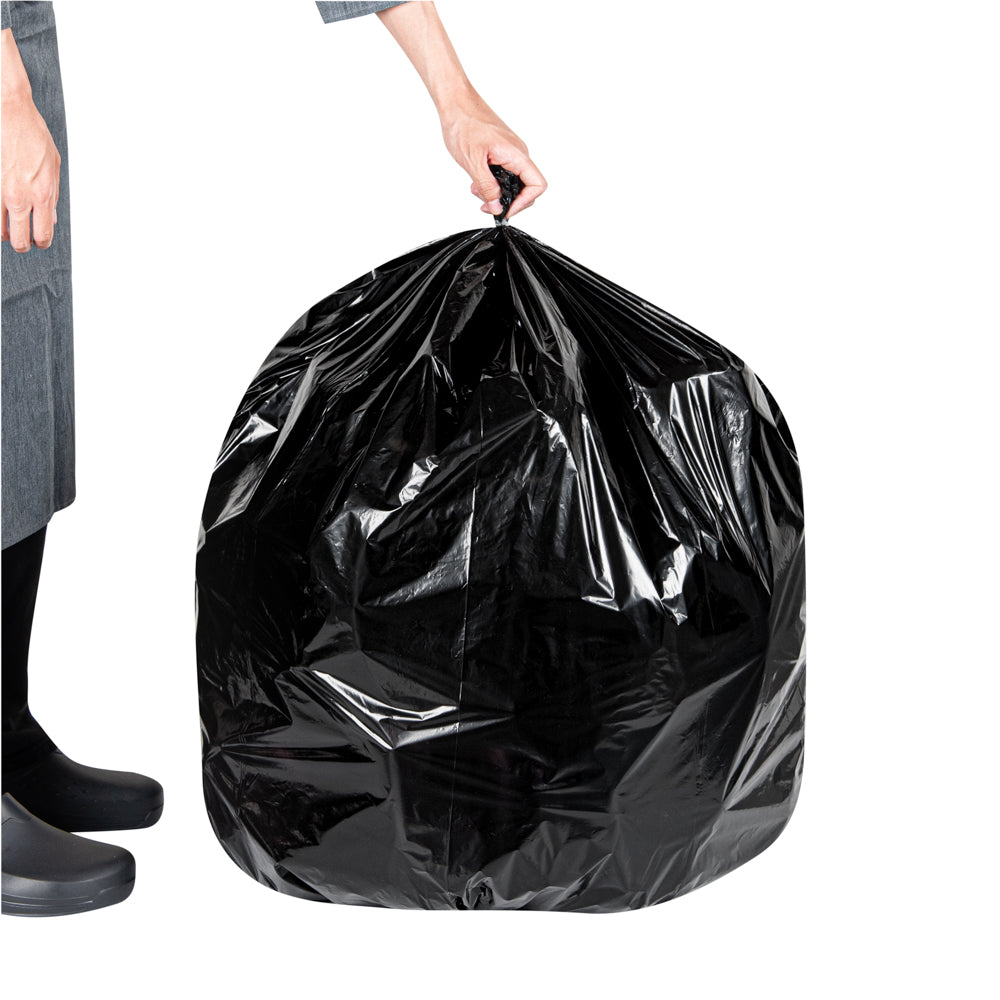 RW Clean 45 gal Black Plastic Trash Can Liner - Light-Duty, 1 mil - 100 count box