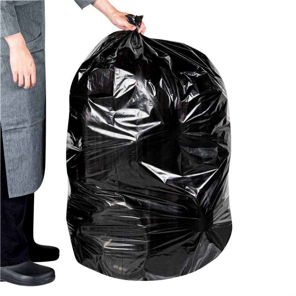 RW Clean 55 gal Black Plastic Trash Can Liner - Light-Duty, 1 mil - 100 count box