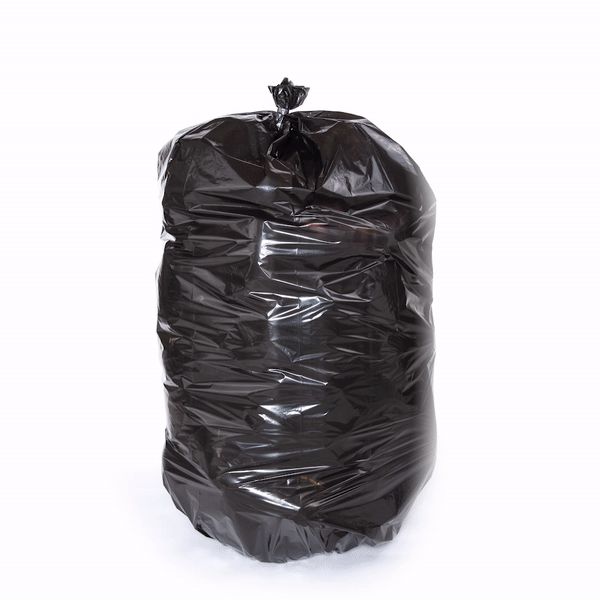 RW Clean 55 gal Black Plastic Trash Can Liner - Light-Duty, 1 mil - 100 count box