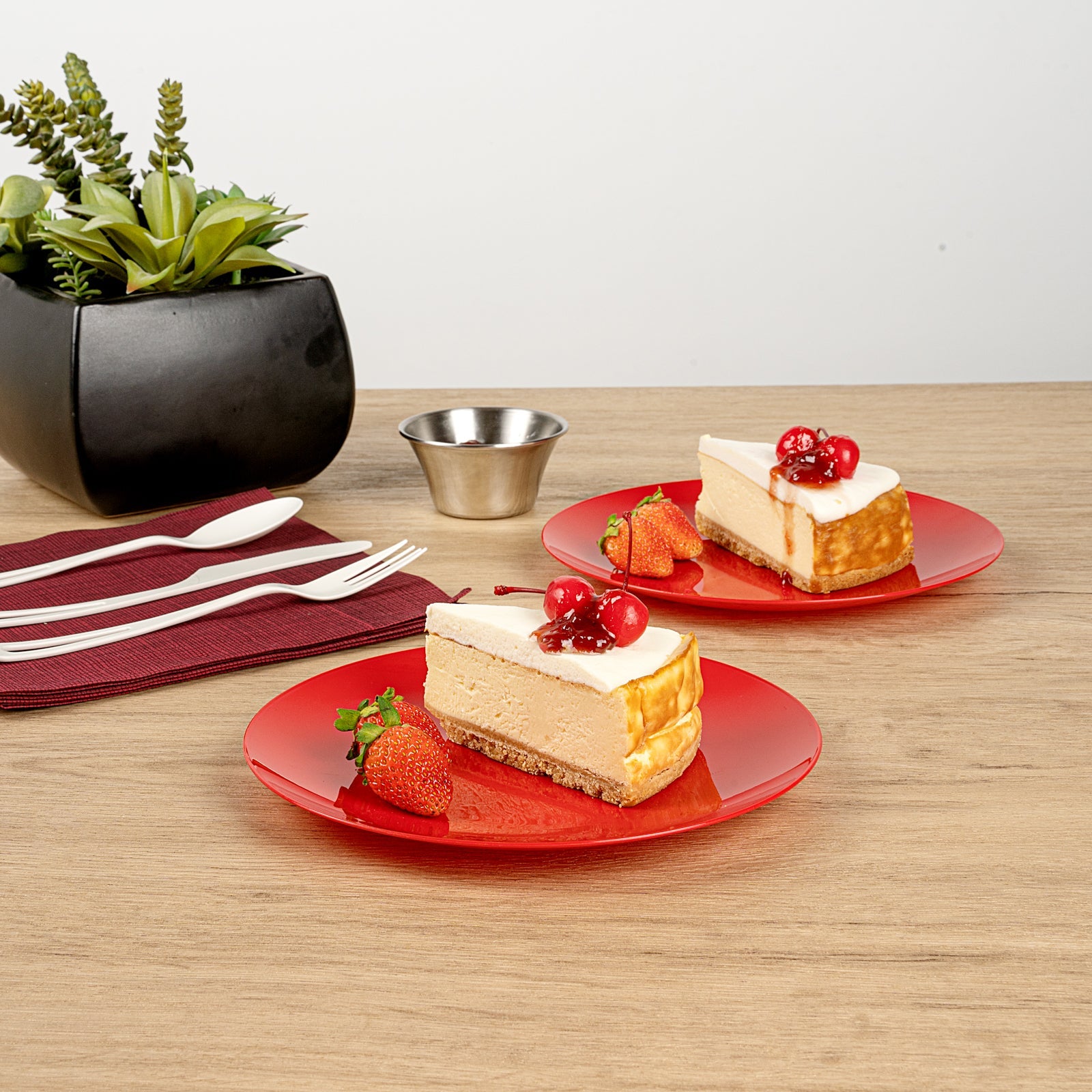 Moderna Round Red Plastic Plate - 7 1/2" x 7 1/2" x 1/2" - 200 count box
