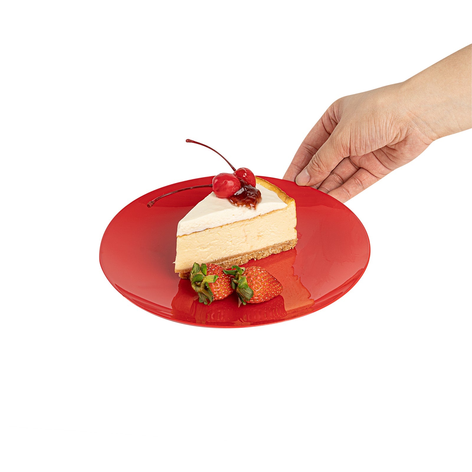 Moderna Round Red Plastic Plate - 7 1/2" x 7 1/2" x 1/2" - 40 count box