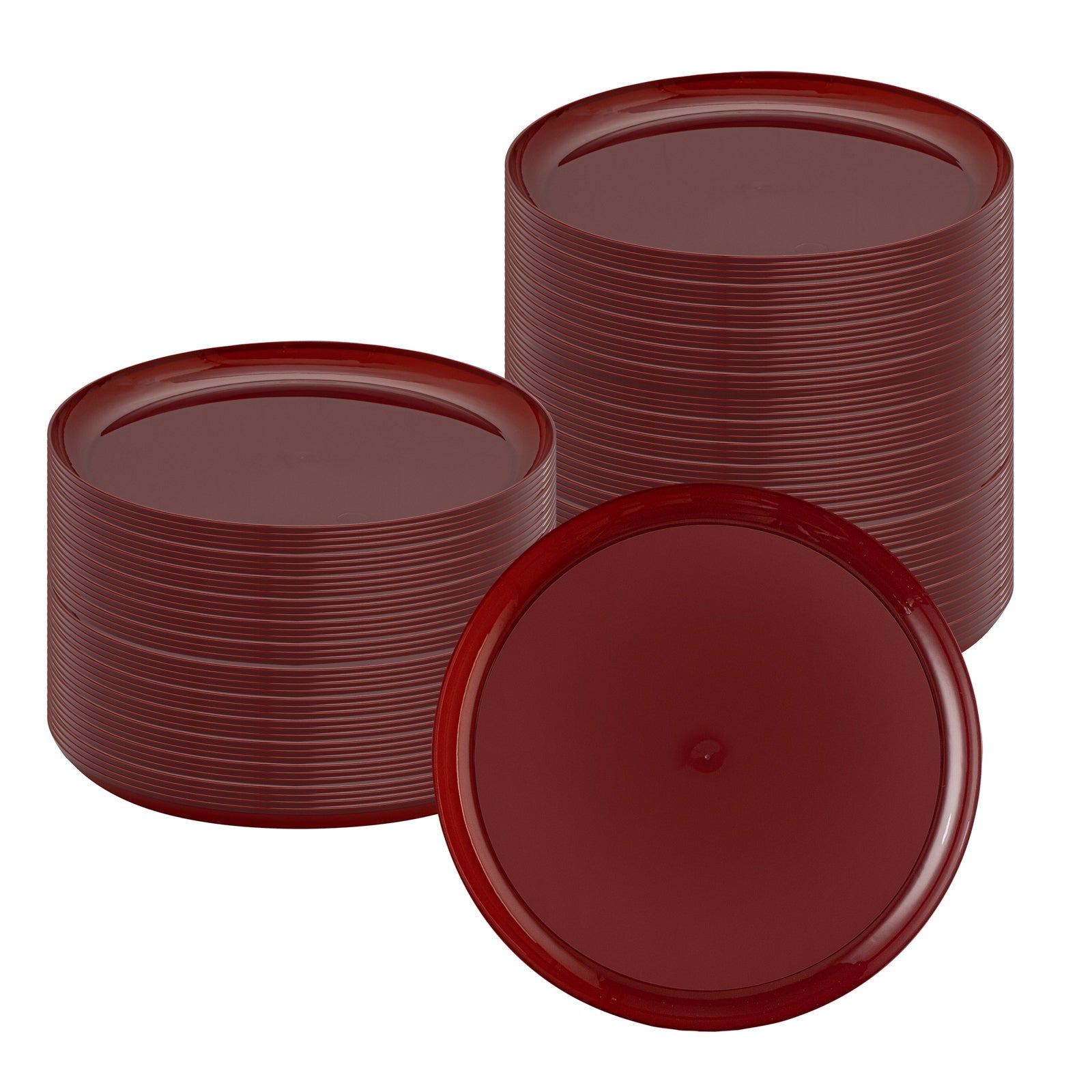 Moderna Round Burgundy Plastic Plate - 8 1/2" x 8 1/2" x 1/2" - 40 count box