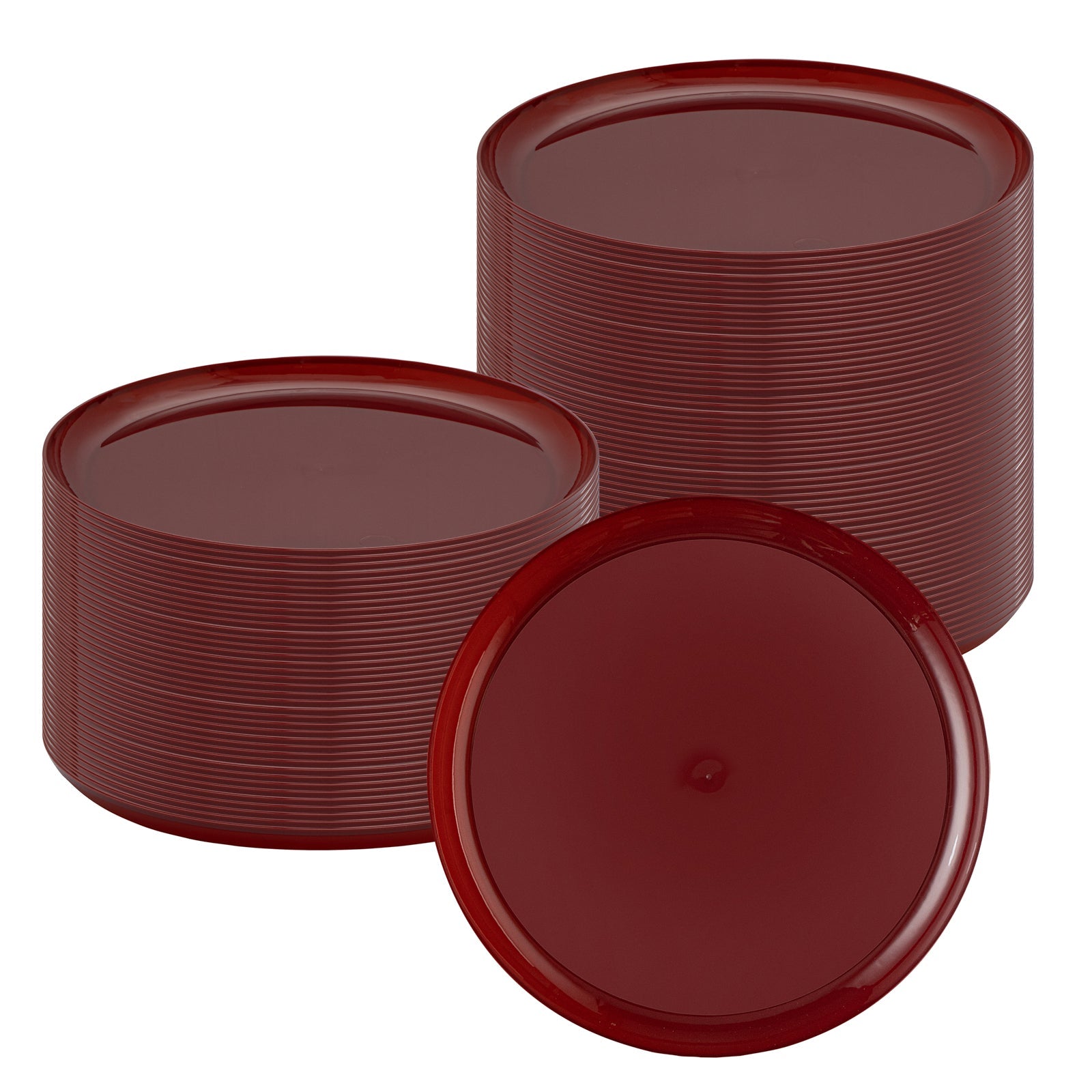 Moderna Round Burgundy Plastic Plate - 10 3/4" x 10 3/4" x 1/2" - 40 count box