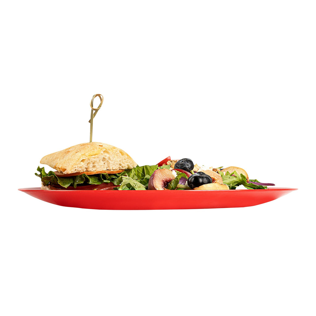 Moderna Round Red Plastic Plate - 10 1/4" x 10 1/4" x 3/4" - 40 count box