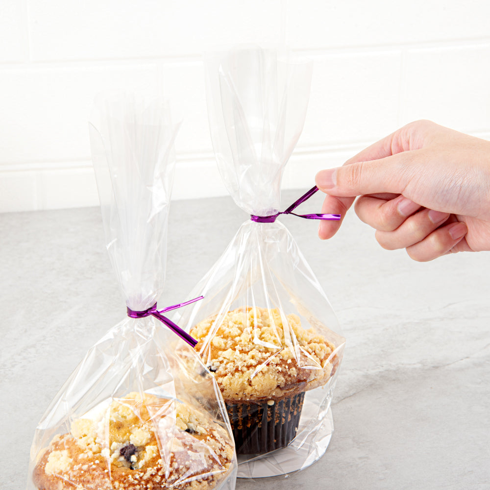 Bag Tek Purple Metallic Twist Tie / Bag Tie - 6" - 500 count box