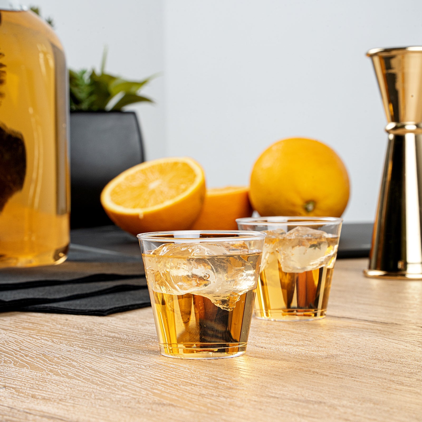 Chef 101 1 oz Clear Plastic Shot Glass - 1 3/4" x 1 3/4" x 1 1/2" - 50 count box