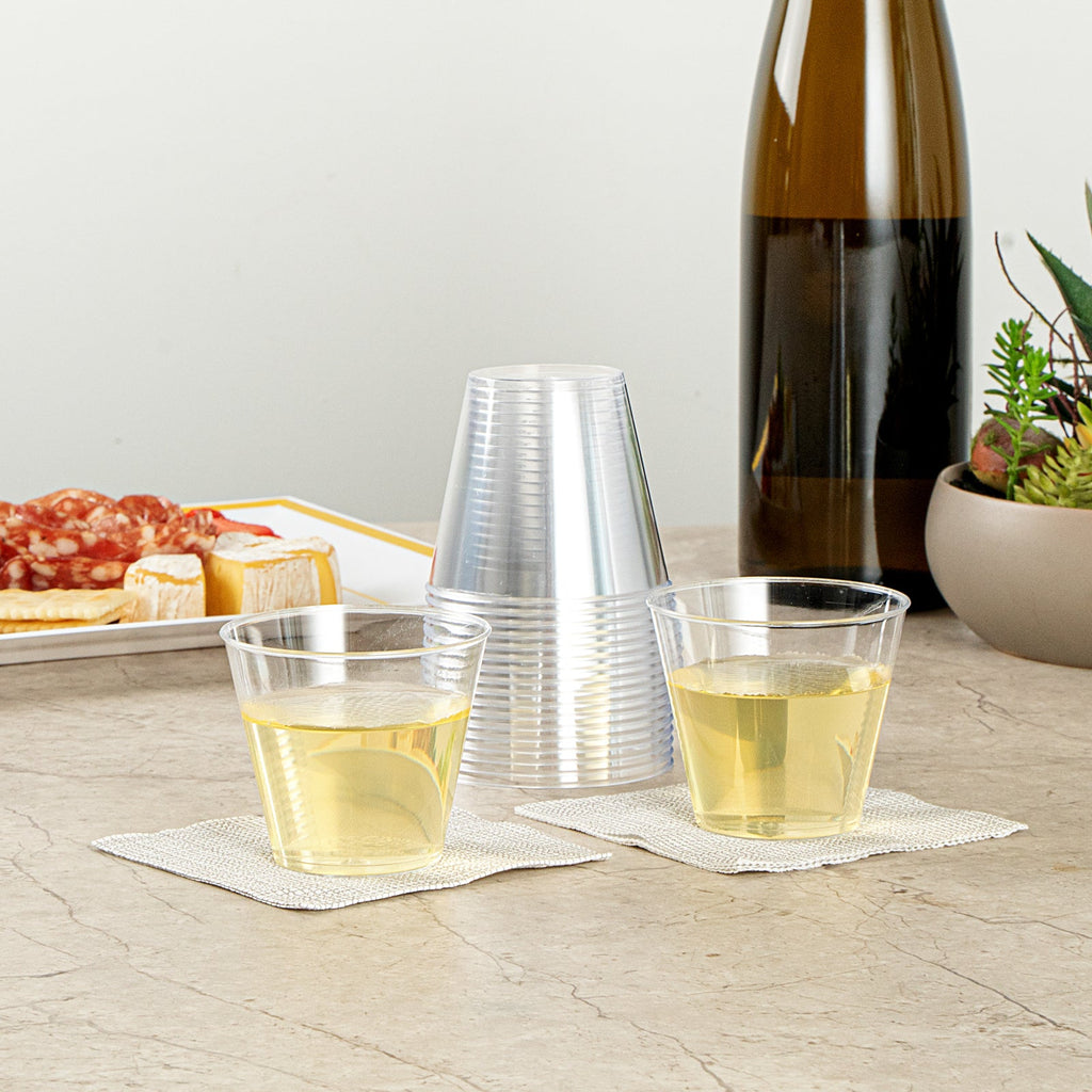 Chef 101 5 oz Clear Plastic Tumbler - 2 3/4" x 2 3/4" x 2 1/4" - 20 count box