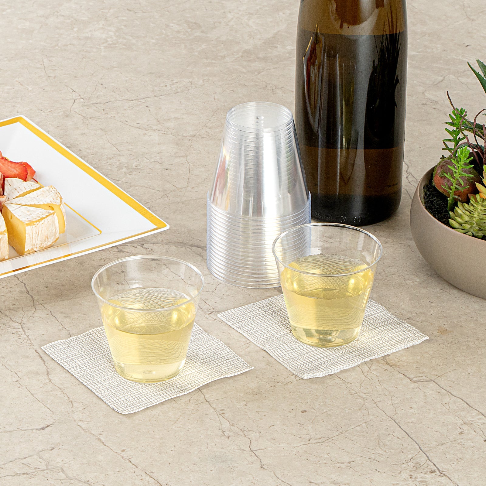 Chef 101 5 oz Clear Plastic Tumbler - 2 3/4" x 2 3/4" x 2 1/4" - 20 count box