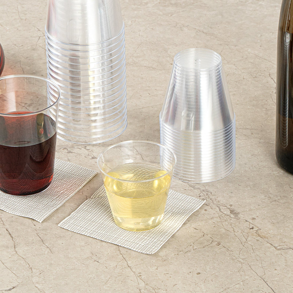 Chef 101 5 oz Clear Plastic Tumbler - 2 3/4" x 2 3/4" x 2 1/4" - 20 count box