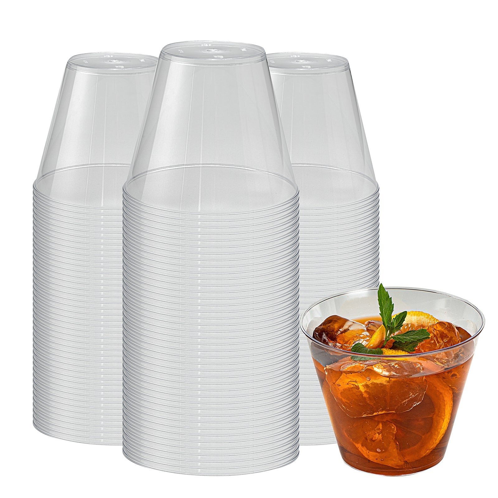 Chef 101 9 oz Clear Plastic Tumbler - 3 1/2" x 3 1/2" x 2 3/4" - 500 count box