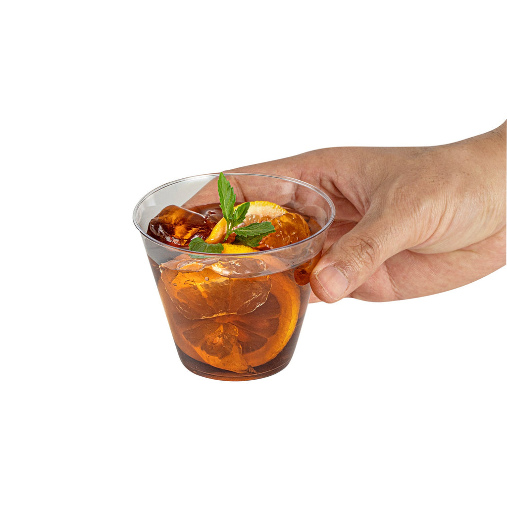 Chef 101 9 oz Clear Plastic Tumbler - 3 1/2" x 3 1/2" x 2 3/4" - 20 count box