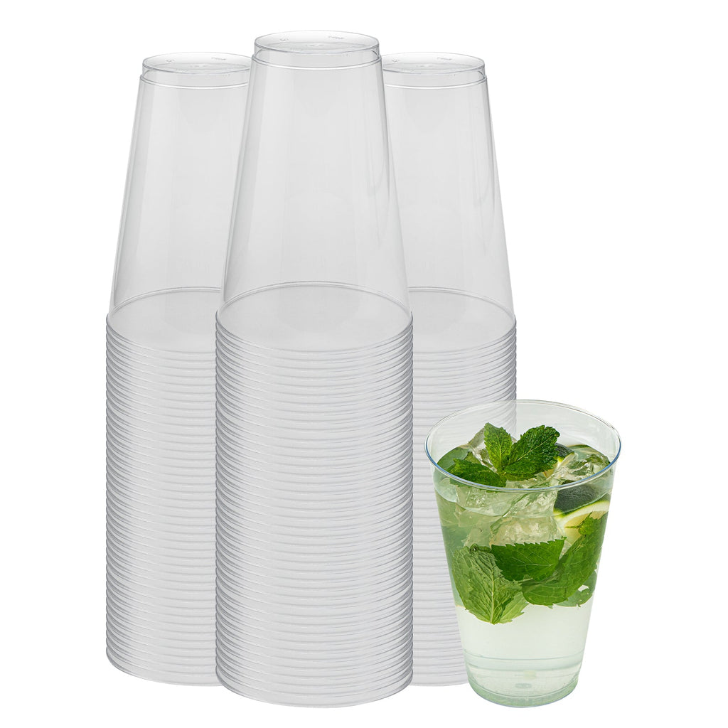 Chef 101 14 oz Clear Plastic Tumbler - 3 1/4" x 3 1/4" x 4 3/4" - 20 count box