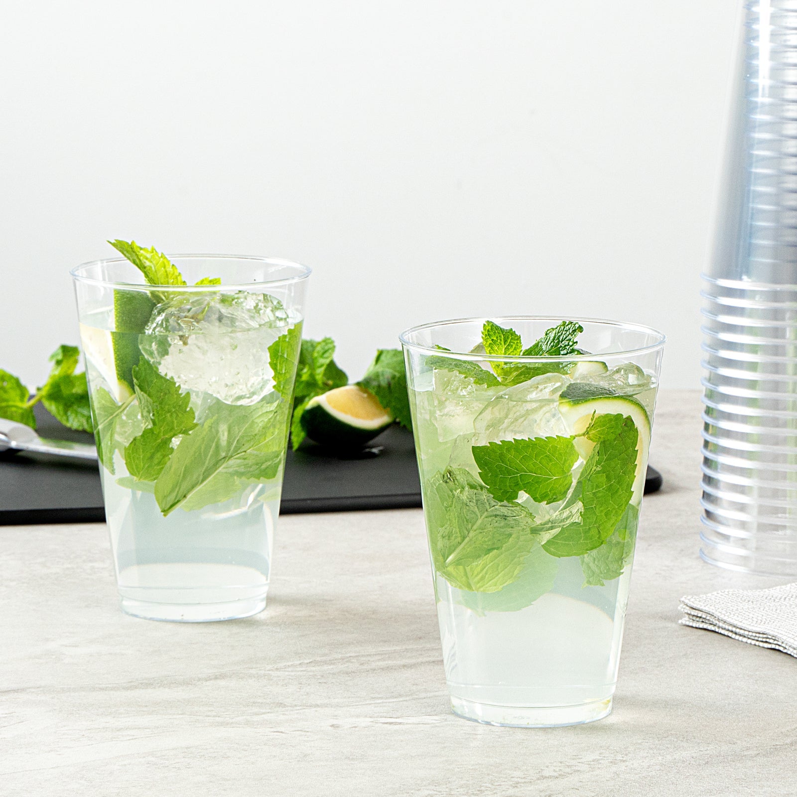 Chef 101 14 oz Clear Plastic Tumbler - 3 1/4" x 3 1/4" x 4 3/4" - 20 count box