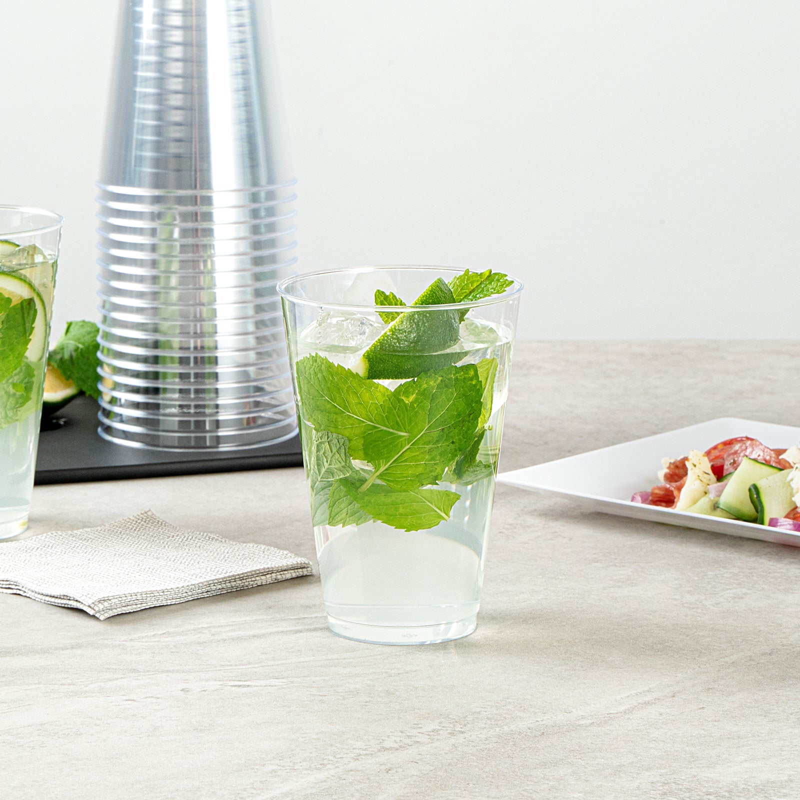 Chef 101 14 oz Clear Plastic Tumbler - 3 1/4" x 3 1/4" x 4 3/4" - 20 count box