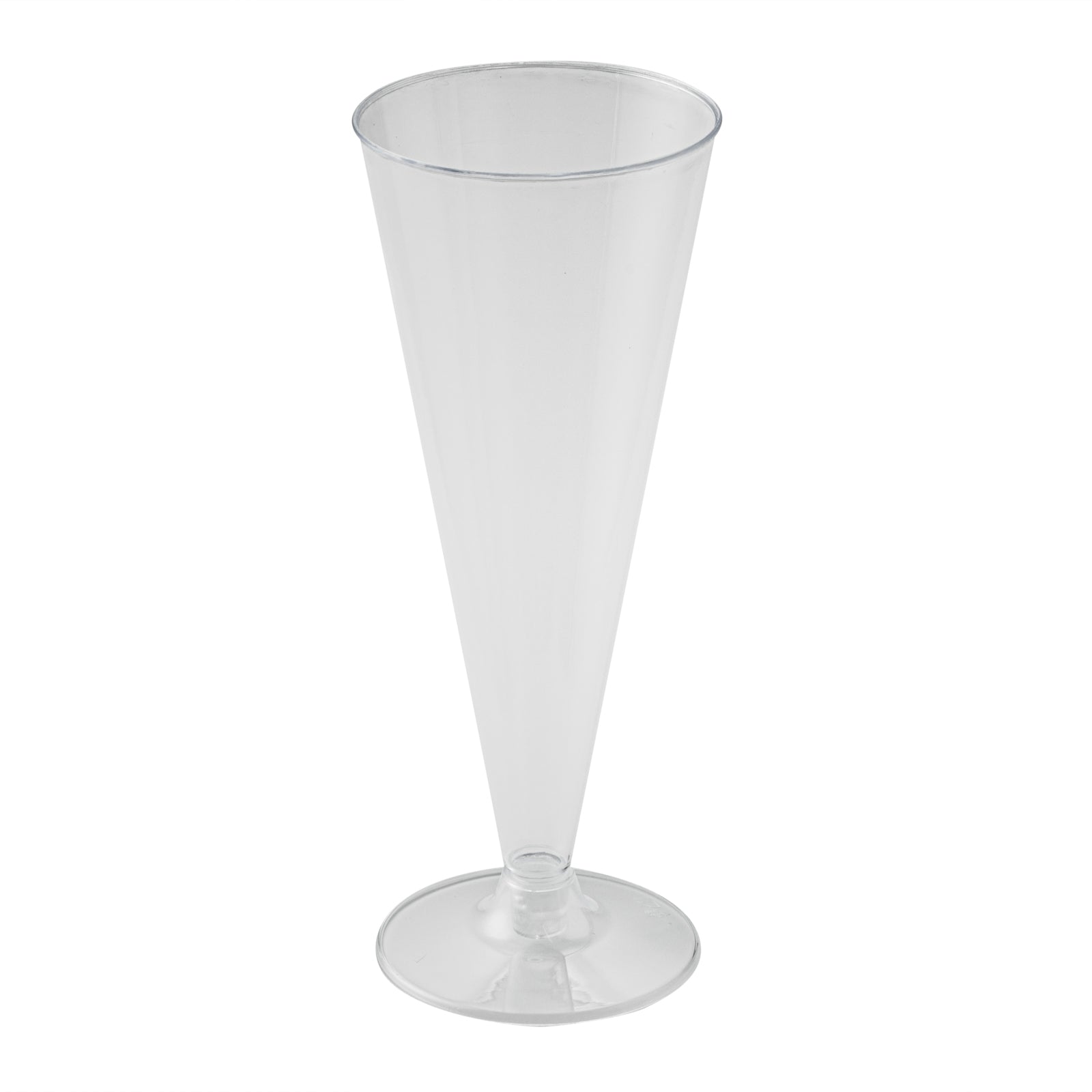 Bev Tek 7 oz Clear Plastic Long Champagne Flute - 2 3/4" x 2 3/4" x 6 3/4" - 20 count box